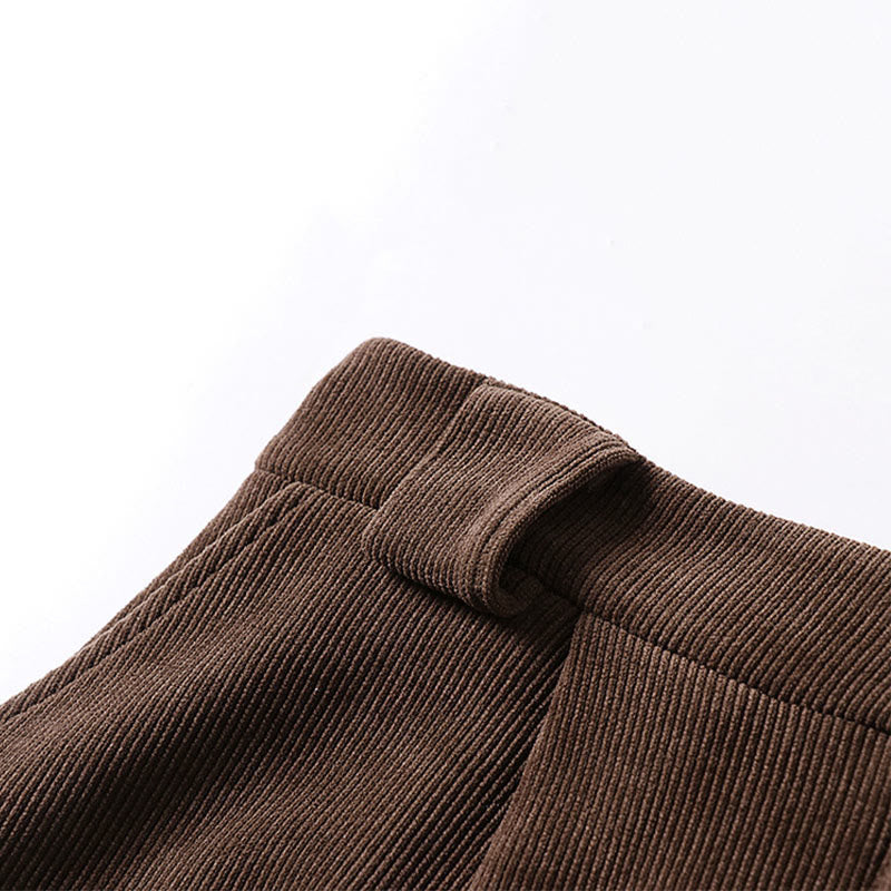 Buddha Stones Winter Button Zipper Design Elastic Waist Cotton Corduroy Men's Wide Leg Pants With Pockets - image 5