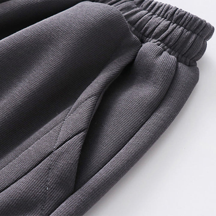 Buddha Stones Fall Winter Solid Drawstring Regular Fleece-Lined Elastic Waist Men's Cotton Harem Pants With Pockets - image 4