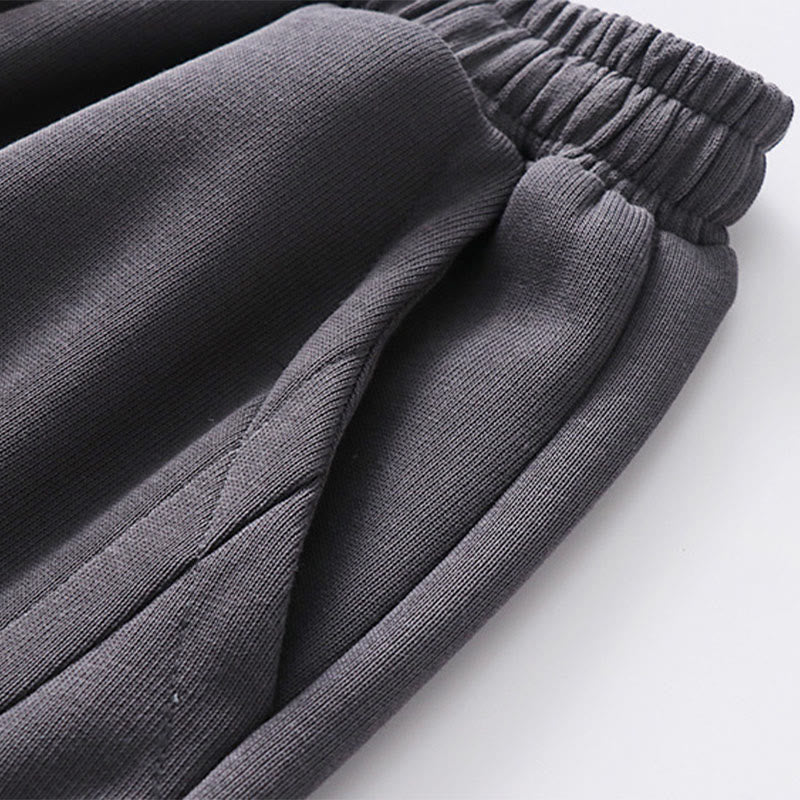 Buddha Stones Fall Winter Solid Drawstring Regular Fleece-Lined Elastic Waist Men's Cotton Harem Pants With Pockets - image 4