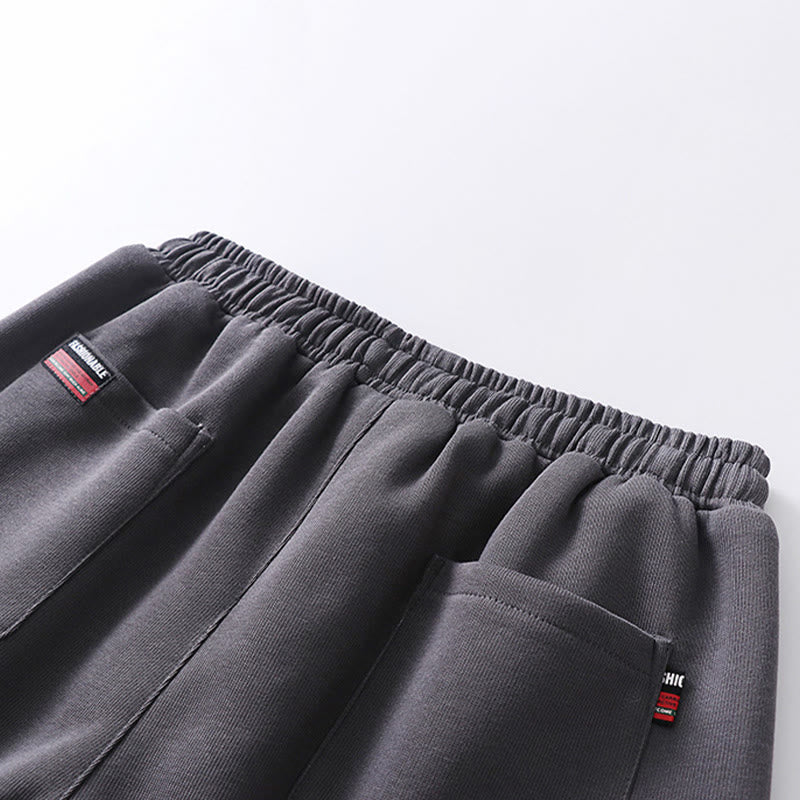 Buddha Stones Fall Winter Solid Drawstring Regular Fleece-Lined Elastic Waist Men's Cotton Harem Pants With Pockets - image 3