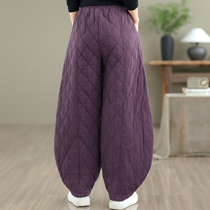 Buddha Stones Winter Diamond Pattern Cotton Women's Pants With Pockets - image 22
