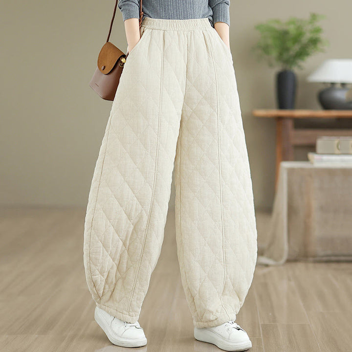 Buddha Stones Winter Diamond Pattern Cotton Women's Pants With Pockets - image 9