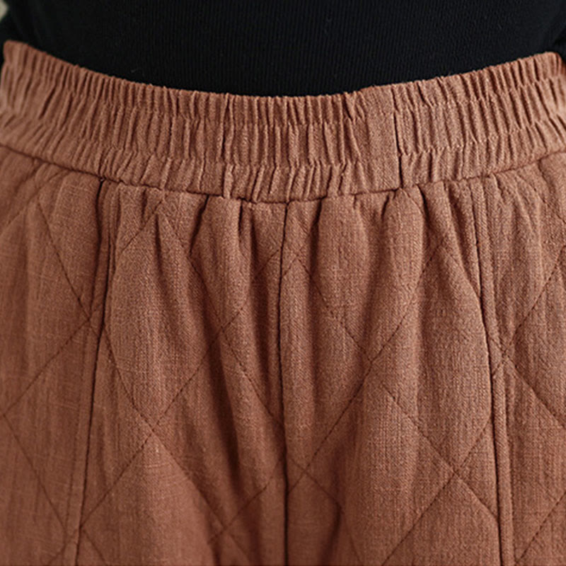 Buddha Stones Winter Diamond Pattern Cotton Women's Pants With Pockets - image 5