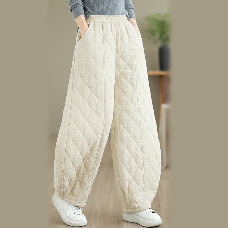 Buddha Stones Winter Diamond Pattern Cotton Women's Pants With Pockets - image 10