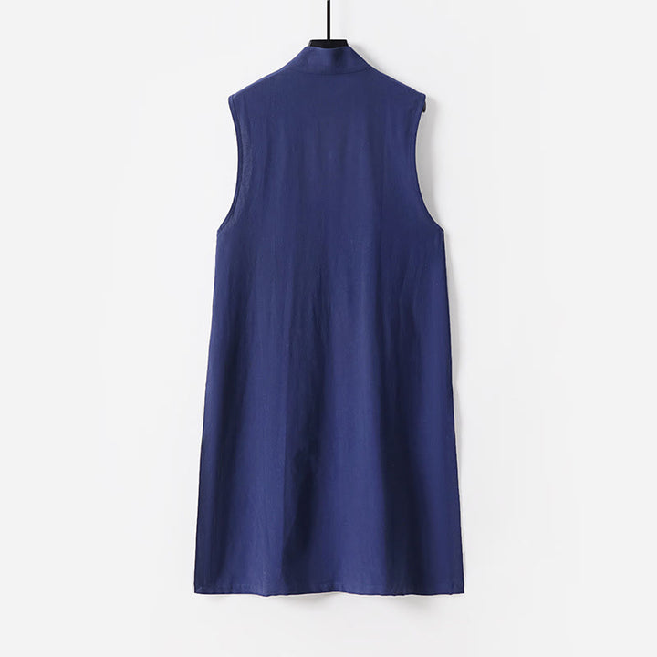 Buddha Stones 2Pcs Wudang Fall Solid Long Sleeve Men's Taoist Long Robe Sleeveless Vest Lace-up Kimono Ceremony Suit - image 17