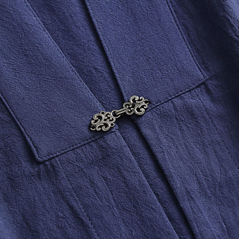 Buddha Stones 2Pcs Wudang Fall Solid Long Sleeve Men's Taoist Long Robe Sleeveless Vest Lace-up Kimono Ceremony Suit - image 21