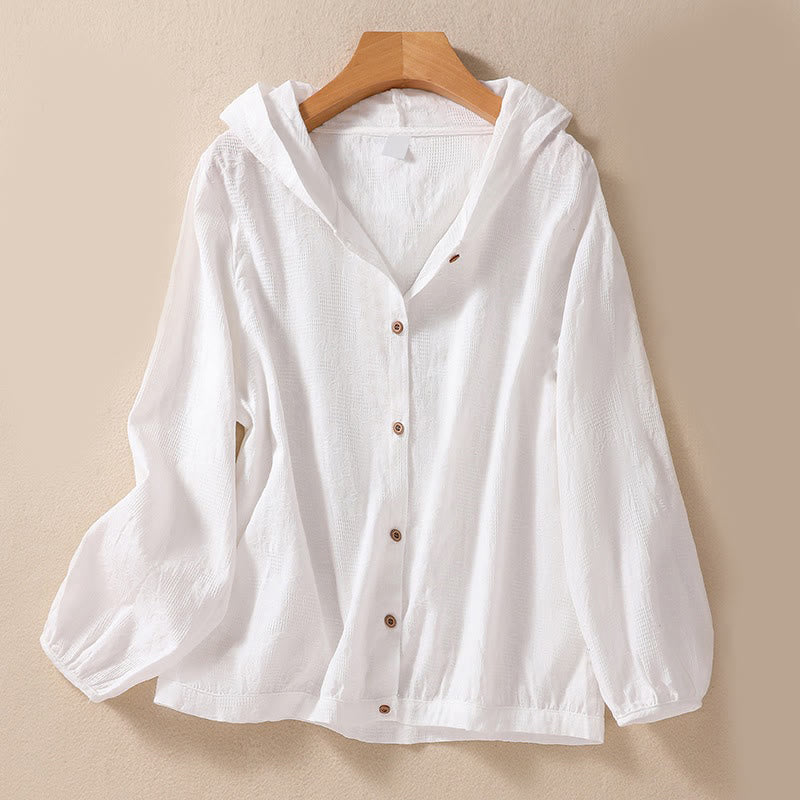 Buddha Stones Fall Jacquard Buttons Down Design Long Sleeve Women's Hoodie - White - US8-10，UK/AU12-14，EU40-42 (2XL) - image 18
