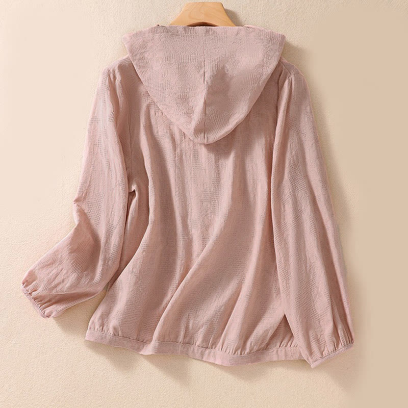 Buddha Stones Fall Jacquard Buttons Down Design Cotton Long Sleeve Women's Hoodie - image 9