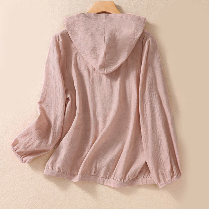 Buddha Stones Fall Jacquard Buttons Down Design Cotton Long Sleeve Women's Hoodie - image 9