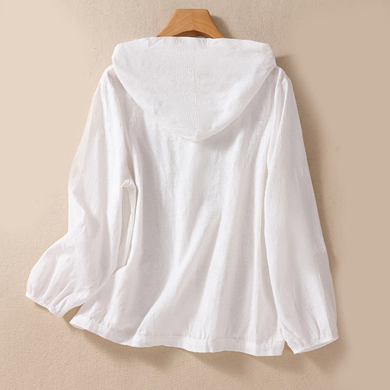 Buddha Stones Fall Jacquard Buttons Down Design Cotton Long Sleeve Women's Hoodie - image 19