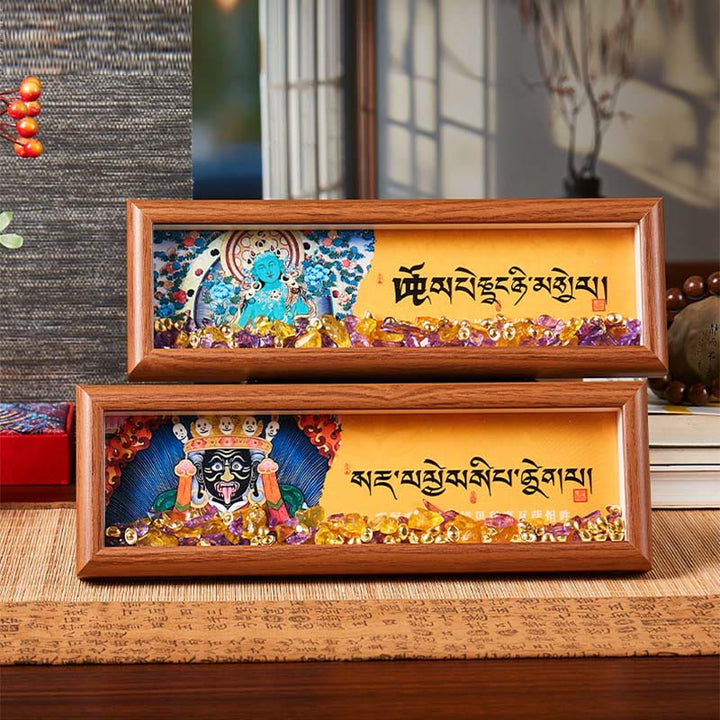 Buddha Stones Om Mani Padme Hum Buddha Golden Ingot Thangka Photo Frame Ornament Home Decor - image 11