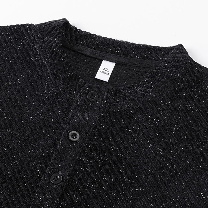 Buddha Stones Fall Crew Neck Stripes Button Men's Sweatshirt Pullover - image 5