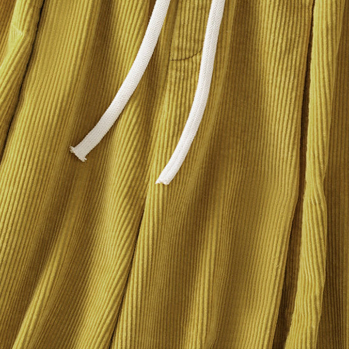 Buddha Stones Plain Elastic Waist Women's Cropped 7-8 Length Wide Leg Corduroy Pants - image 6