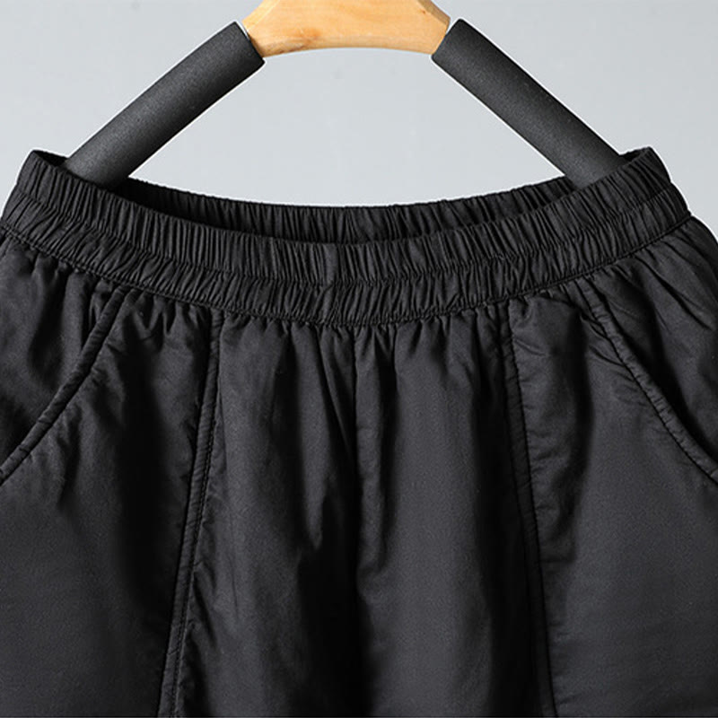 Buddha Stones Winter Elastic Waist Cotton Thermal Women's Cropped 7-8 Length Harem Pants With Pockets - image 19