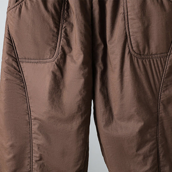 Buddha Stones Winter Elastic Waist Cotton Thermal Women's Cropped 7-8 Length Harem Pants With Pockets - image 6