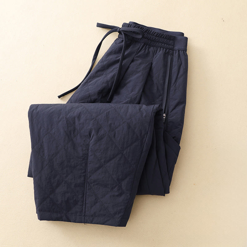 Buddha Stones Winter Lines Elastic Waist Drawstring Cotton Thermal Women's Pants With Zipper Pockets - image 3
