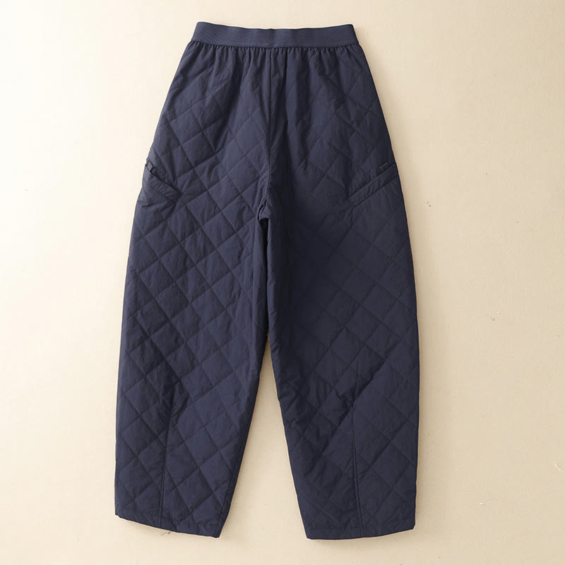 Buddha Stones Winter Lines Elastic Waist Drawstring Cotton Thermal Women's Pants With Zipper Pockets - image 1