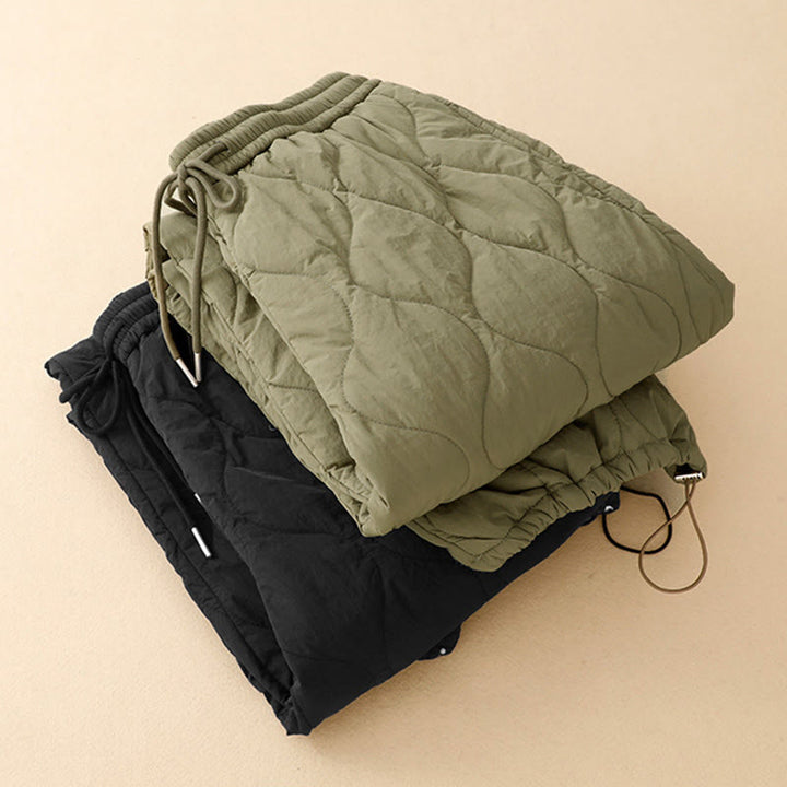 Buddha Stones Winter Curved Lines Elastic Waist Drawstring Cotton Thermal Women's Pants With Pockets - image 16