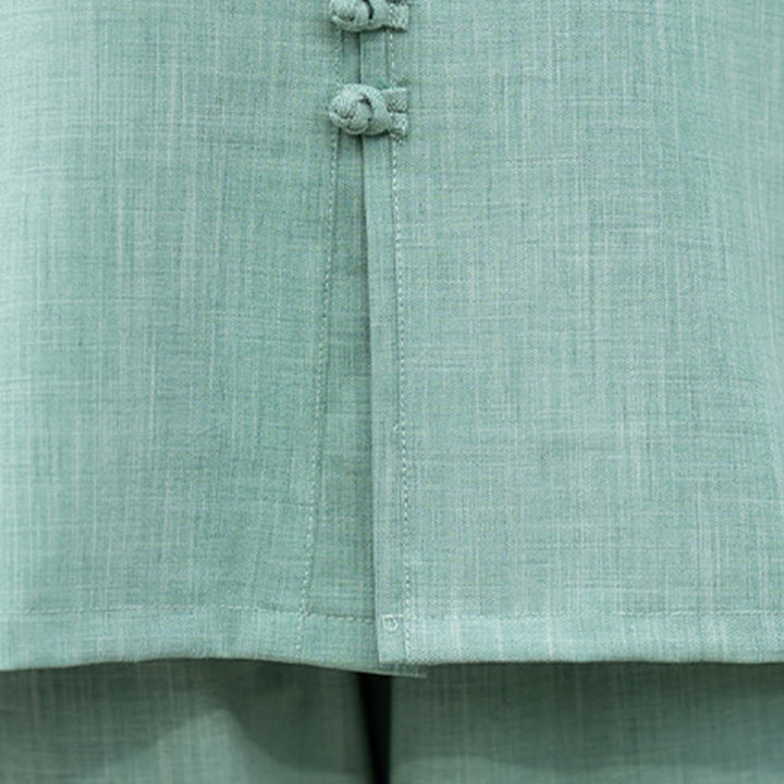 Buddha Stones 2Pcs Chinese Frog-Button Long Sleeve Shirt Top Pants Meditation Zen Tai Chi Cotton Clothing Women's Set - image 18