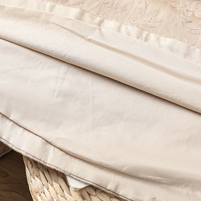 Buddha Stones Fall Jacquard Floral Print Frog-Button Stand Collar Long Sleeve Women's Cotton Shirt - image 23