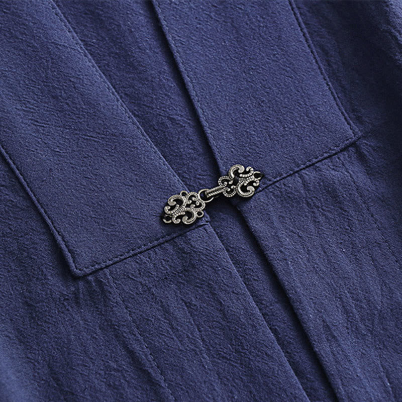 Buddha Stones 2Pcs Wudang Tai Chi Ceremony Solid Long Sleeve Men's Taoist Long Robe Kimono Sleeveless Vest Suit - image 9