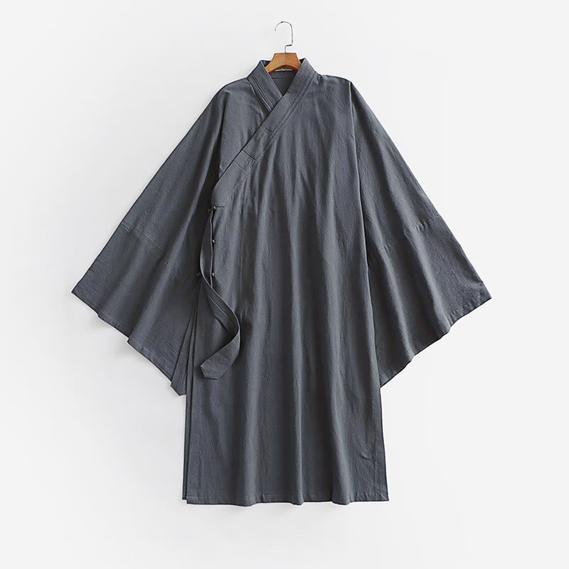 Buddha Stones Wudang Traditional Tai Chi Ceremony Long Wide Sleeve Men's Taoist Long Robe - Gray - US/UK/AU54，EU64 (9XL) - image 3