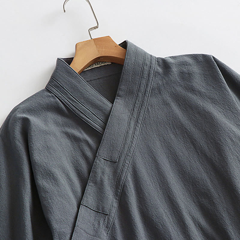 Buddha Stones Wudang Traditional Tai Chi Ceremony Three Quarter Sleeve Men's Taoist Long Robe - image 5