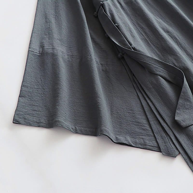 Buddha Stones Wudang Traditional Tai Chi Ceremony Three Quarter Sleeve Men's Taoist Long Robe - image 11