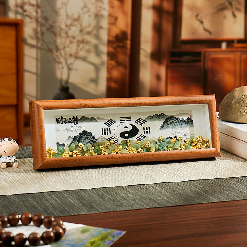 Buddha Stones Green Crystal Bagua Koi Fish Yin Yang Symbol Golden Ingot Photo Frame Ornament Home Decor - Style8 - Medium Density Fiberboard(9*30*4cm) - image 10