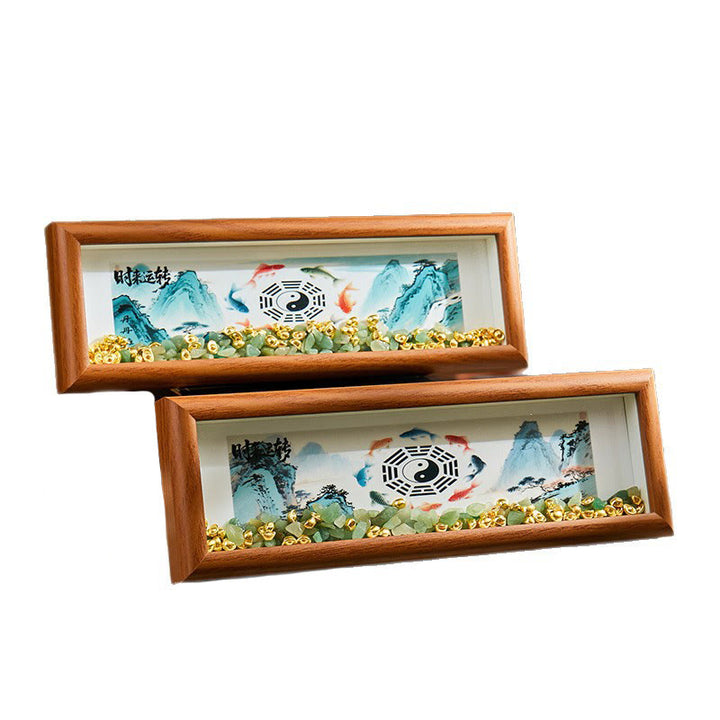 Buddha Stones Green Crystal Bagua Koi Fish Yin Yang Symbol Golden Ingot Photo Frame Ornament Home Decor - image 18