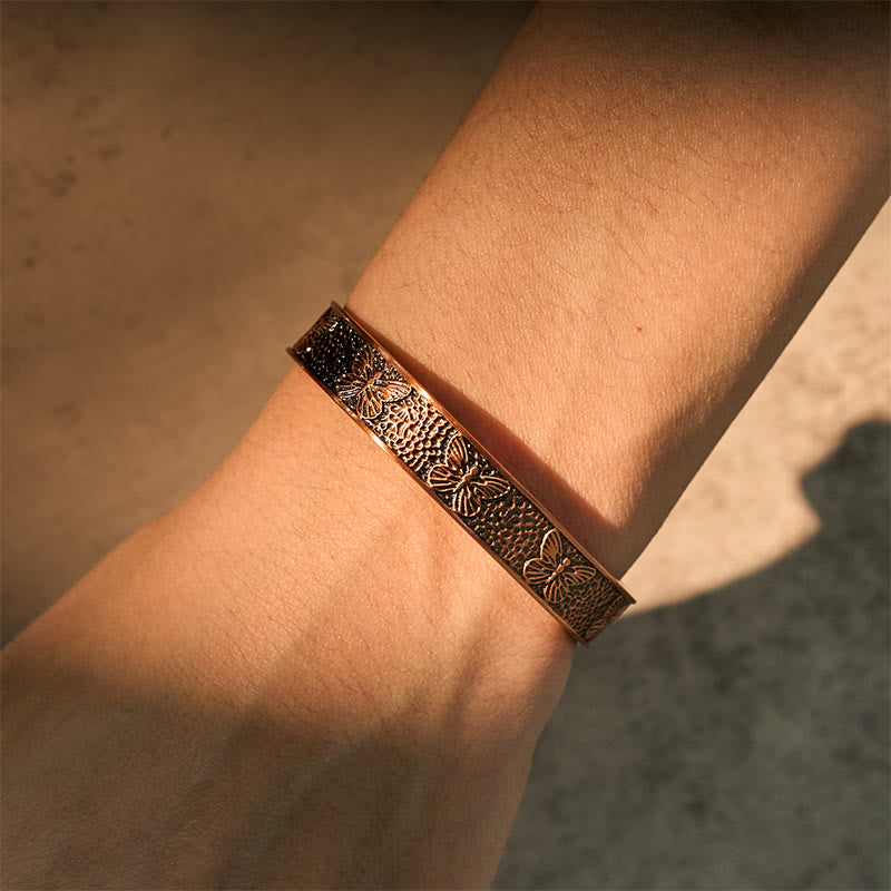 Buddha Stones Copper Open Butterfly Balance Self Care Adjustable Cuff Bracelet Bangle - image 4