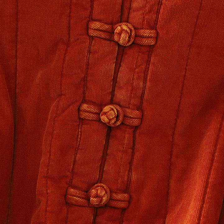 Buddha Stones Winter Frog-button Polyester Long Sleeve Corduroy Women's Jacket  - image 5