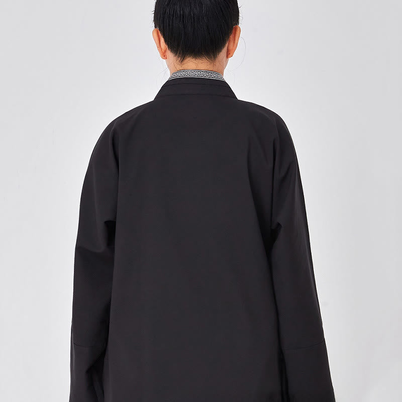 Buddha Stones 2Pcs Wudang Fall Solid Frog-Button Long Sleeve Linen Unisex Taoist Robe Kimono Pants Qigong Ceremony Suit - image 12