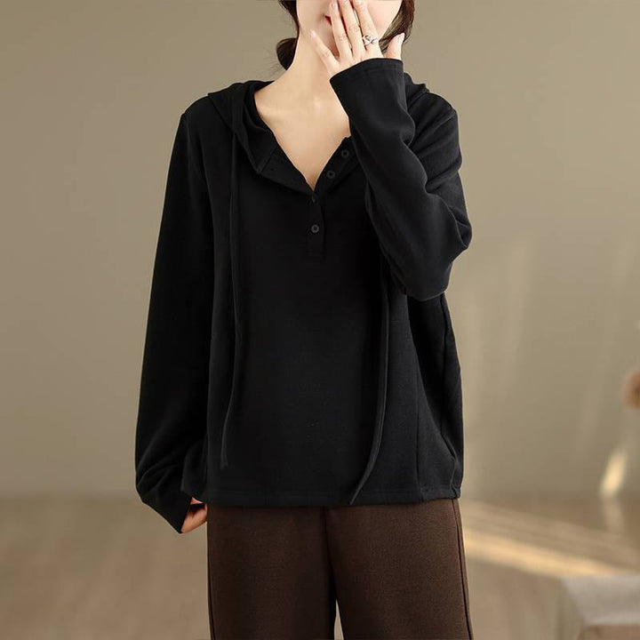 Buddha Stones Winter Solid Color Cotton Long Sleeve Women's Hoodie Has Hood - image 20