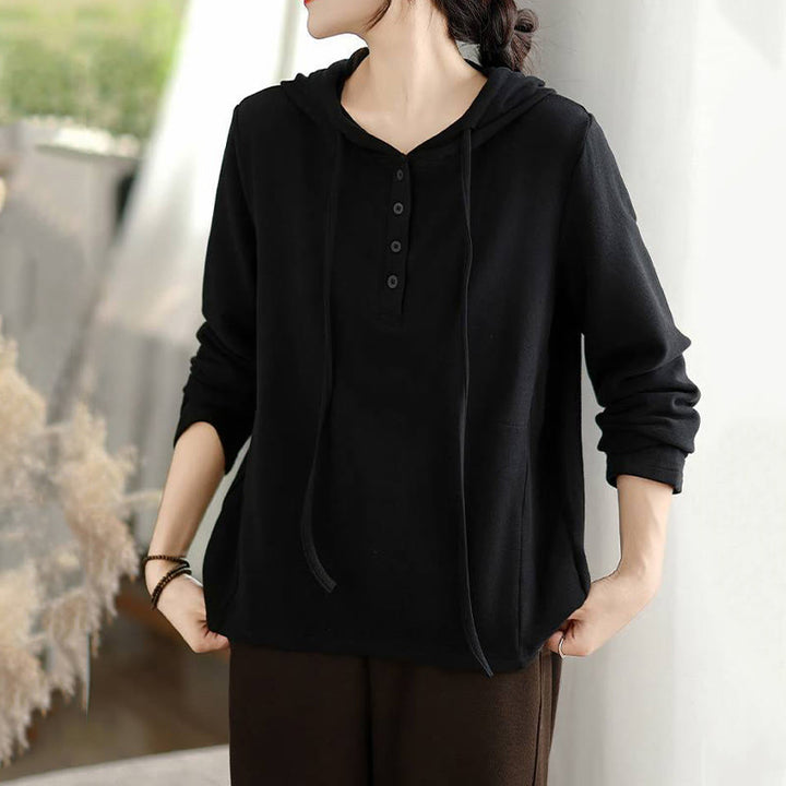 Buddha Stones Winter Solid Color Cotton Long Sleeve Women's Hoodie Has Hood - image 23