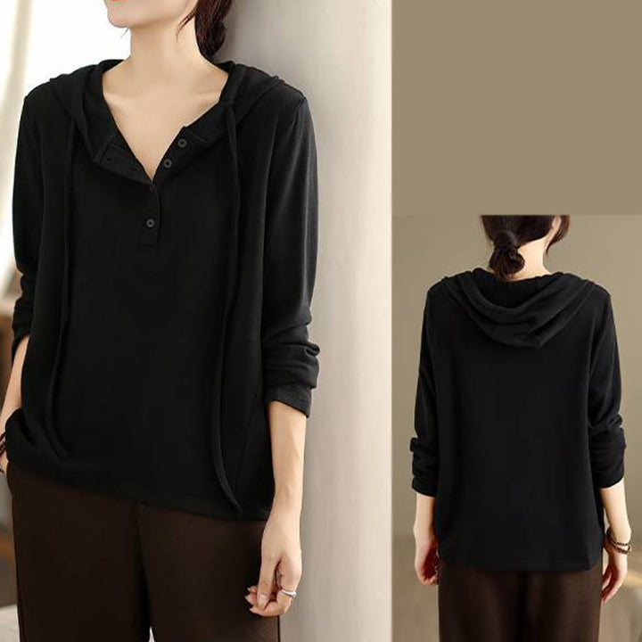 Buddha Stones Winter Solid Color Cotton Long Sleeve Women's Hoodie Has Hood - image 25