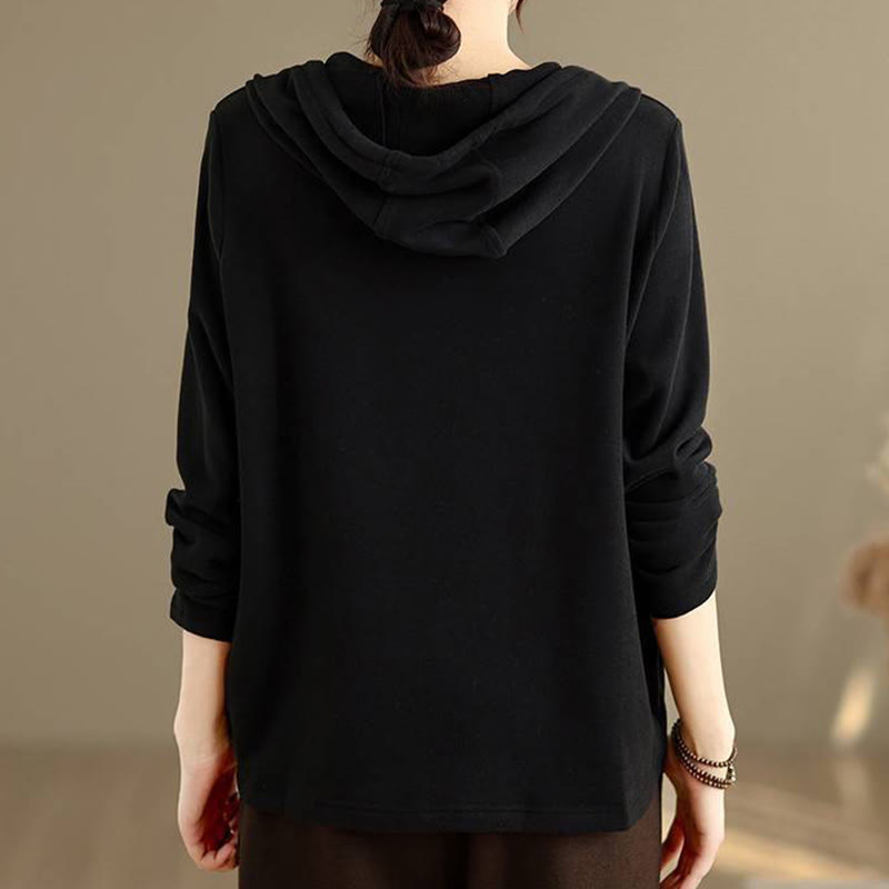 Buddha Stones Winter Solid Color Cotton Long Sleeve Women's Hoodie Has Hood - image 26