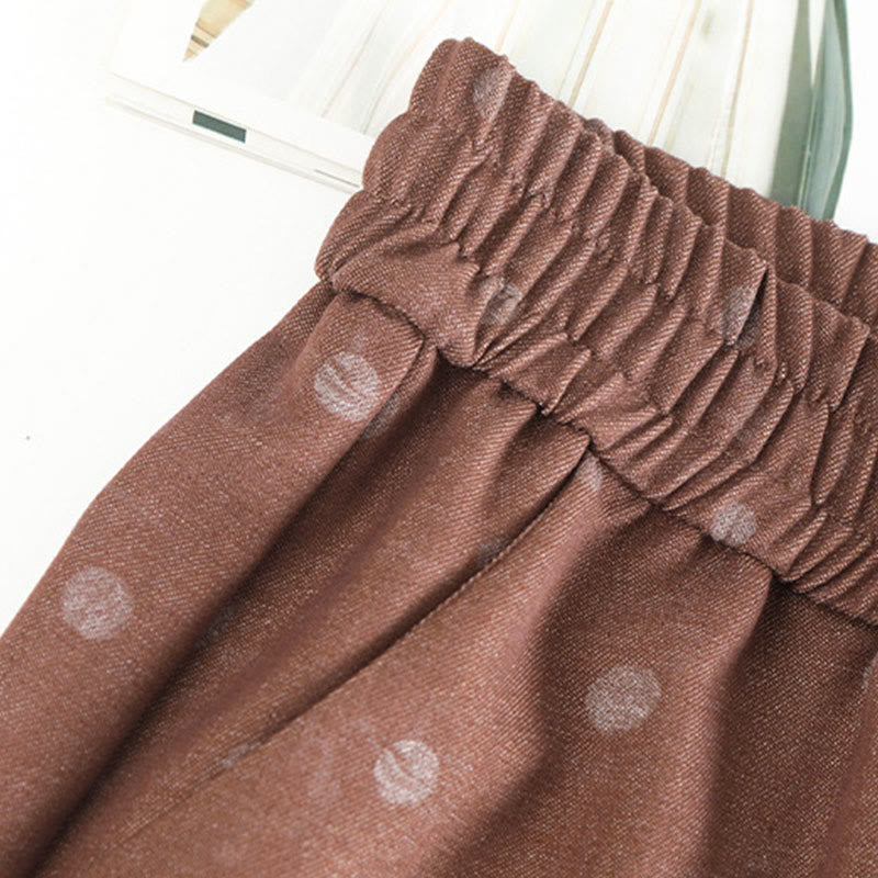 Buddha Stones Casual White Dots Pattern Polyester Women's Wide Leg Pants With Pockets - image 9