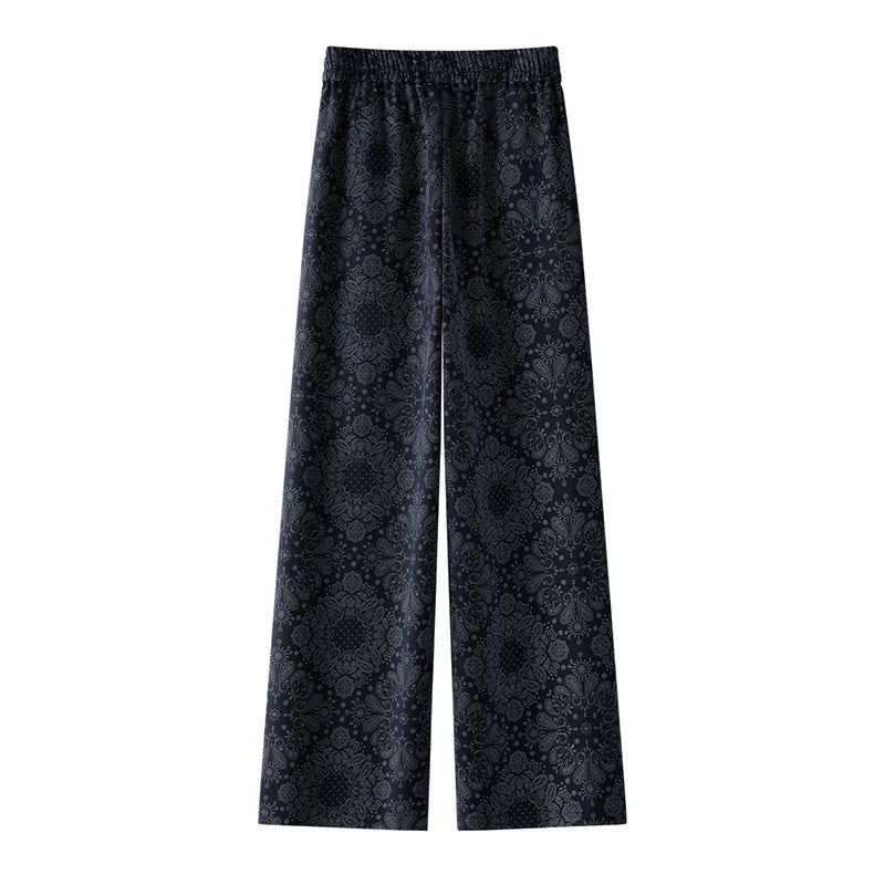 Buddha Stones Casual Floral Pattern Polyester Women's Wide Leg Pants With Pockets - image 1