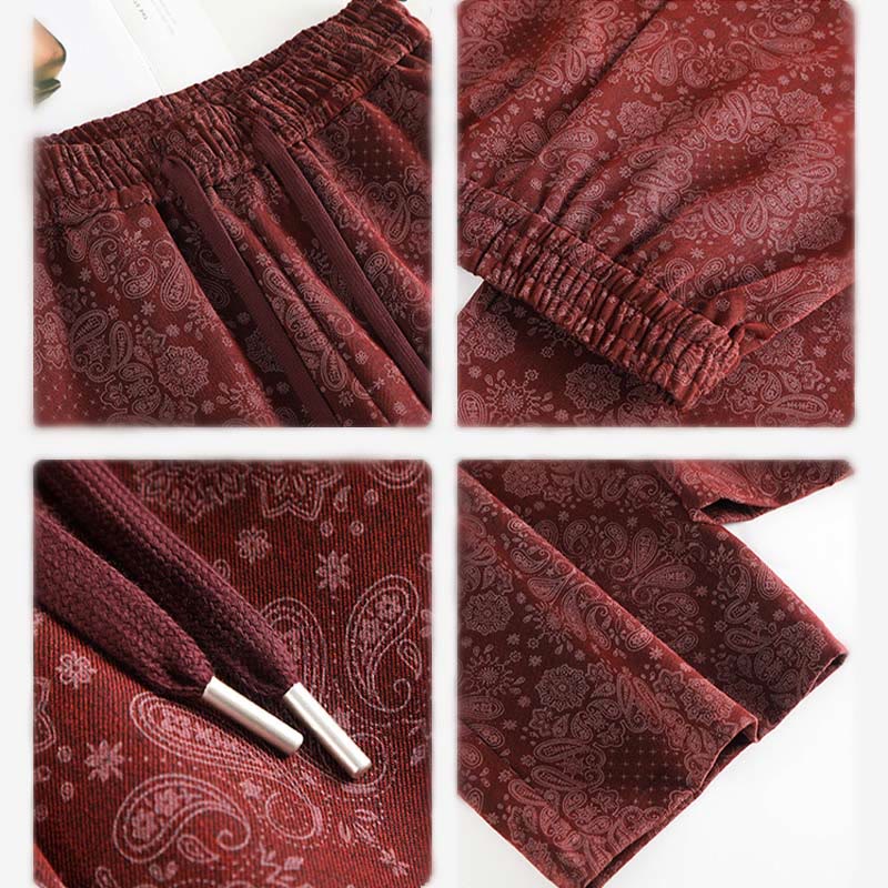 Buddha Stones Casual Floral Pattern Polyester Women's Wide Leg Pants With Pockets - image 12