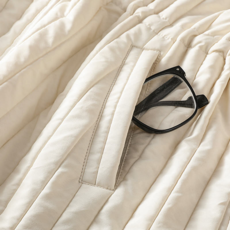 Buddha Stones Women's Plain Crew Neck Drawstring Design Long Sleeve Cotton Jacket With Pocket - image 16