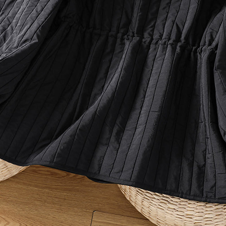 Buddha Stones Women's Plain Crew Neck Drawstring Design Long Sleeve Cotton Jacket With Pocket - image 8