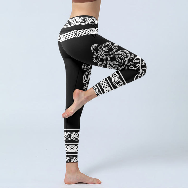 Buddha Stones Symmetrical Celtic Knot Pattern Print Gym Leggings Women's Yoga Pants - image 4