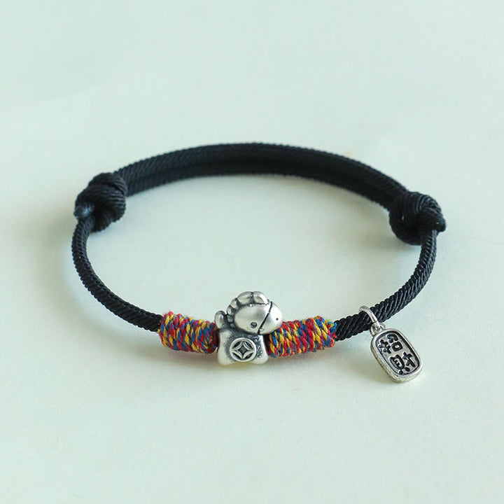Buddha Stones 999 Sterling Silver Year Of The Horse Fu Character Attract Fortune String Rope Luck Bracelet - image 15