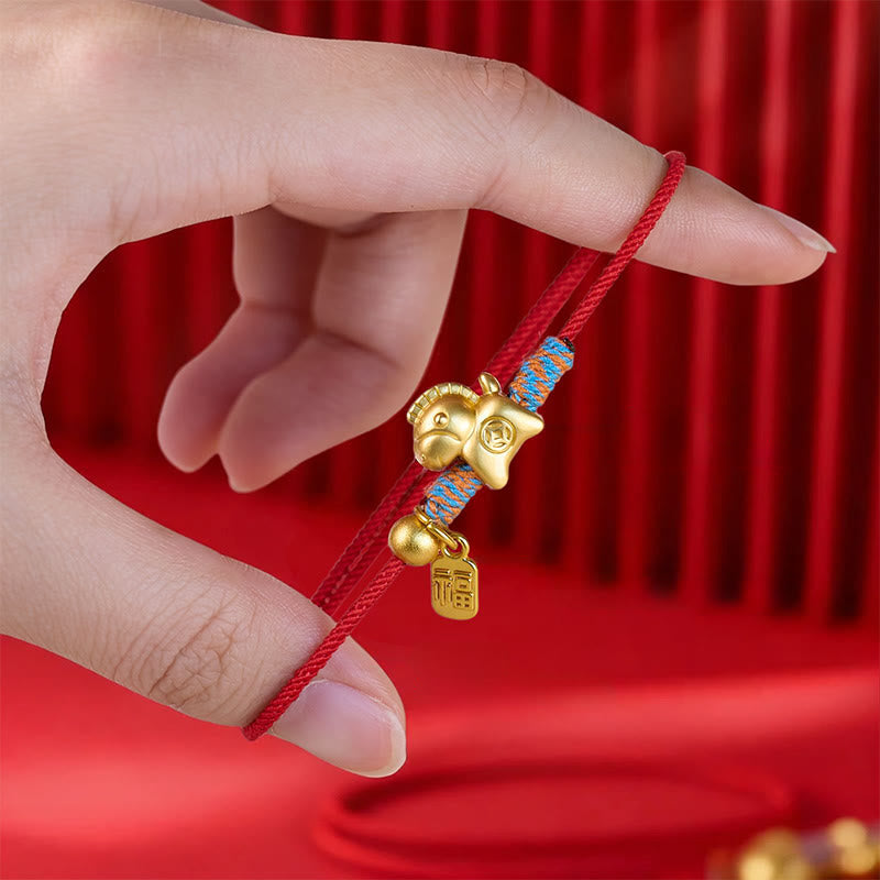 Buddha Stones Year Of The Horse Fu Character Handwoven String Luck Connection Bracelet - image 2