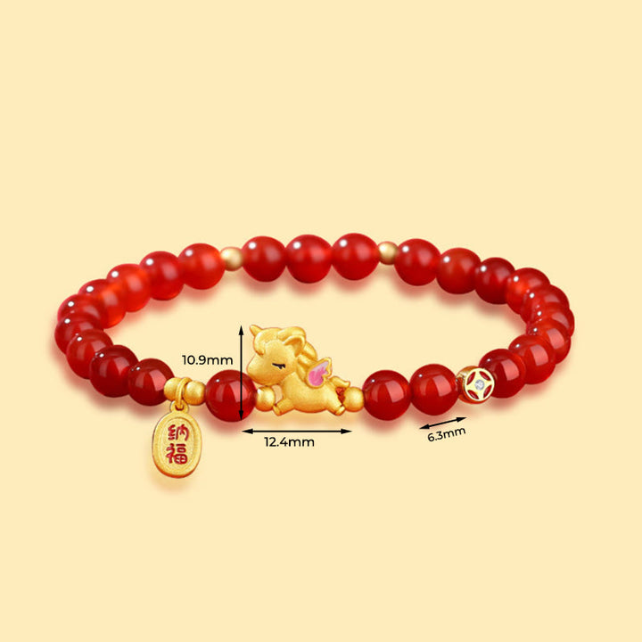 Buddha Stones Year Of The Horse 925 Sterling Silver Red Agate Confidence Beaded Bracelet - image 3