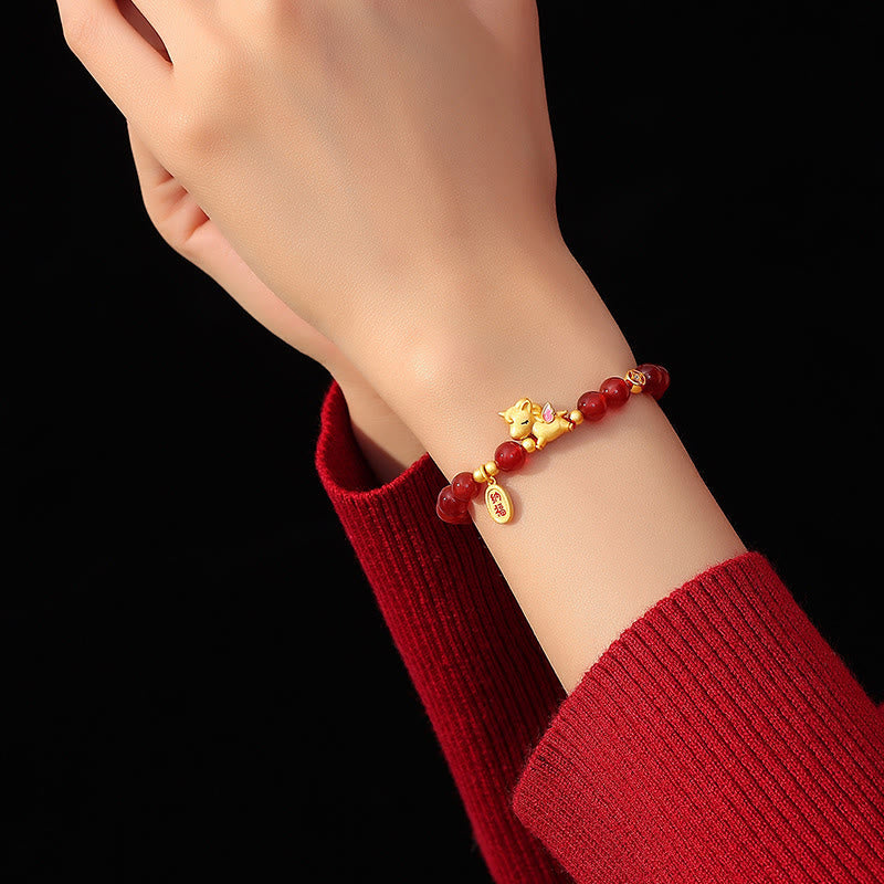 Buddha Stones Year Of The Horse 925 Sterling Silver Red Agate Confidence Beaded Bracelet - image 4