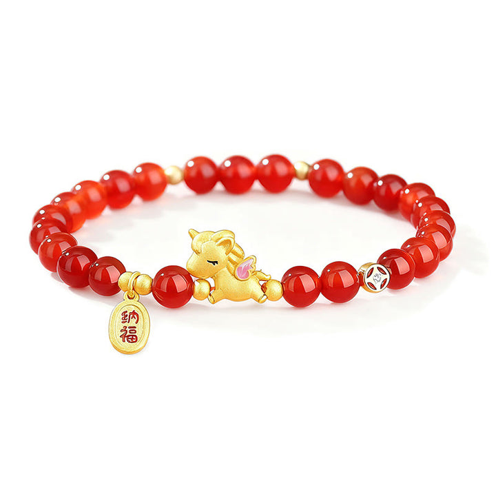 Buddha Stones Year Of The Horse 925 Sterling Silver Red Agate Confidence Beaded Bracelet - image 5