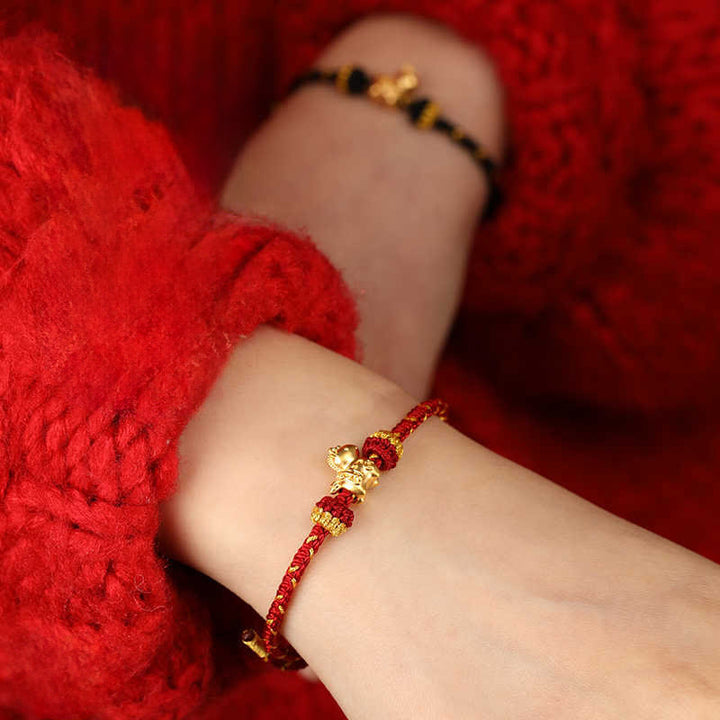 Buddha Stones 999 Gold Year Of The Horse Braided String Rope Luck Adjustable Bracelet - image 19