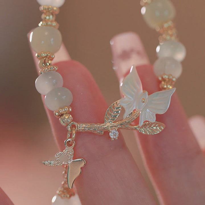 Buddha Stones Butterfly Charm Hetian Jade Adjustable Chain Prosperity Bracelet - image 9